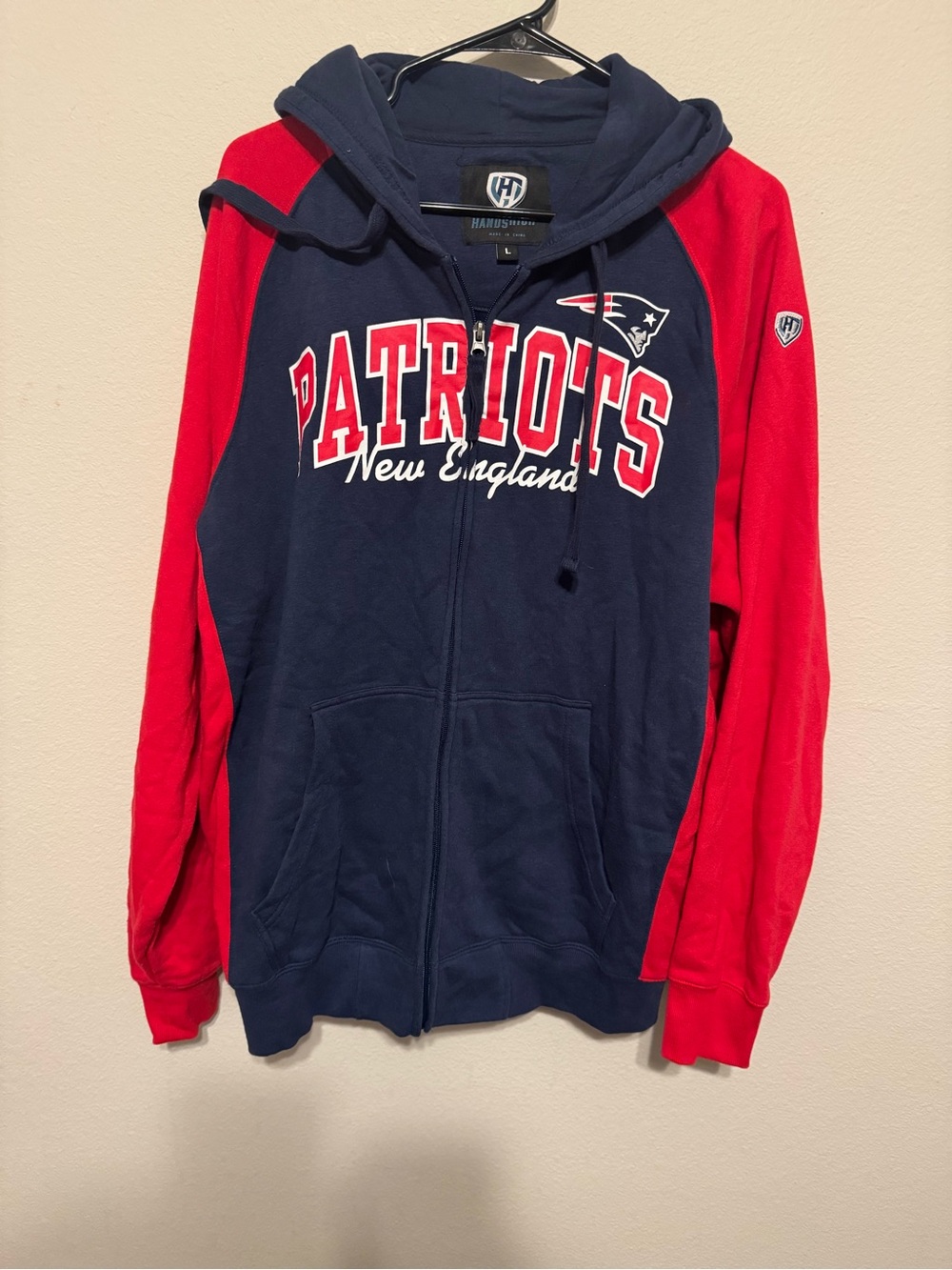 New England Patriots Navy & Red Full-Zip Hoodie by Handsdown